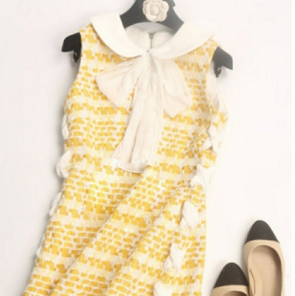 Yellow textured dress - Picture 5 of 6